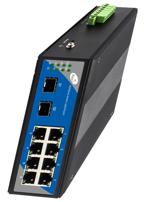 Gigabit 8 Bağlantı Noktalı Akıllı SFP Anahtarı Endüstriyel Halka Döngü Yönetimli 8 POE ve 2 SFP