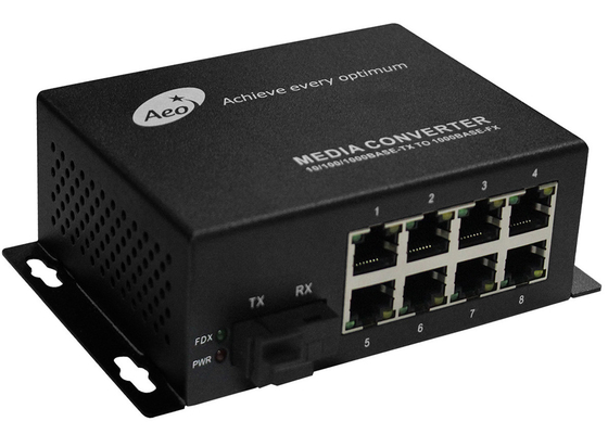 1 Fiber ve 8 Ethernet Bağlantı Noktalı 10/100M Ticari Fiber Ortam Dönüştürücü
