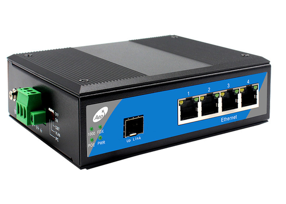 Endüstriyel Din Rail SFP Fiber Switch 1 SFP yuvası ve 4 Ethernet portu
