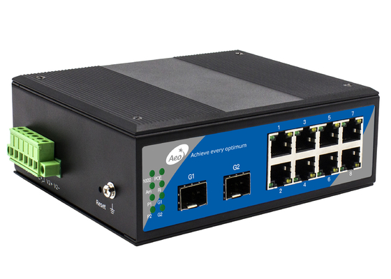 240V Power Over POE Ethernet Switch 2 Fiber Port ve 8 POE Port
