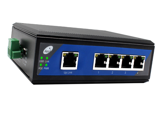 Endüstriyel 4 Port POE Değiştiricisi 1 10/100/1000Mbps Uplink Port