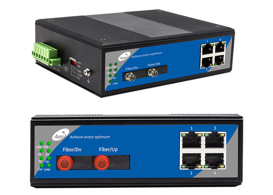 Endüstriyel Fiber Optik POE Anahtarı 4 Bağlantı Noktalı Tam Gigabit
