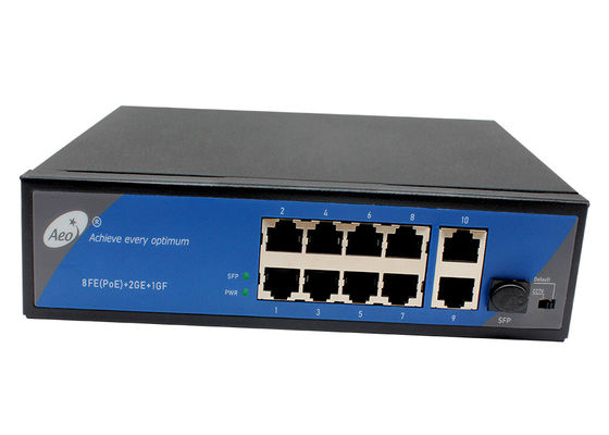 IP40 Ethernet Fiber Anahtar Endüstriyel 1 Gigabit SFP ve 2 Gigabit Uplink Bağlantı Noktası ve 8 10/100M POE Bağlantı Noktası