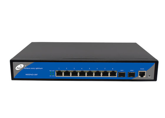 IP30 8 Bağlantı Noktası Yönetimli Gigabit Anahtarı 8 POE Bağlantı Noktası 2 SFP Yuvası