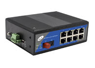 8 Bağlantı Noktalı Endüstriyel Medya Dönüştürücü Fiberden Ethernet'e 1 Fiber ve 8 POE Ethernet Bağlantı Noktası