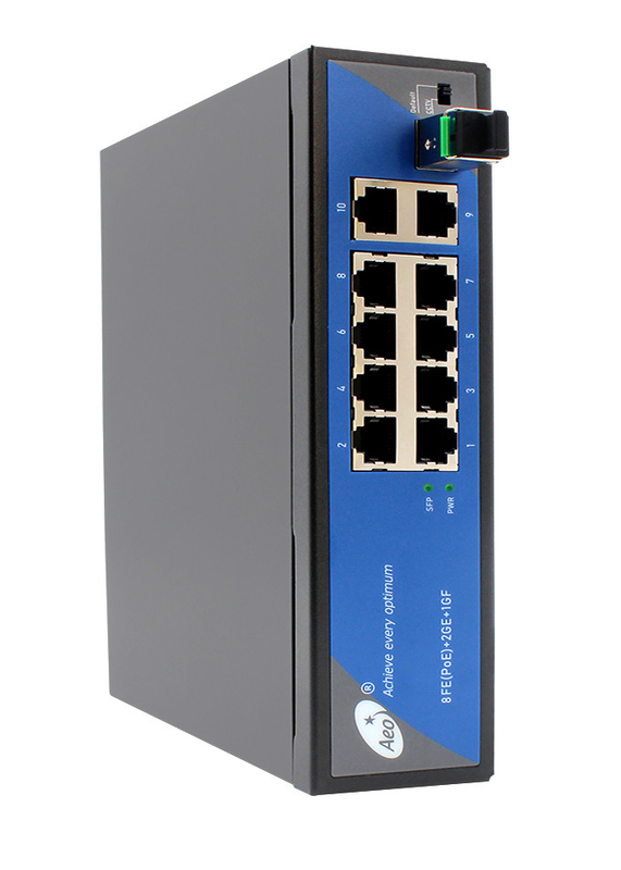 Endüstriyel SFP Fiber Anahtarı, 2 Uplink ile 8 Bağlantı Noktalı POE Anahtarı