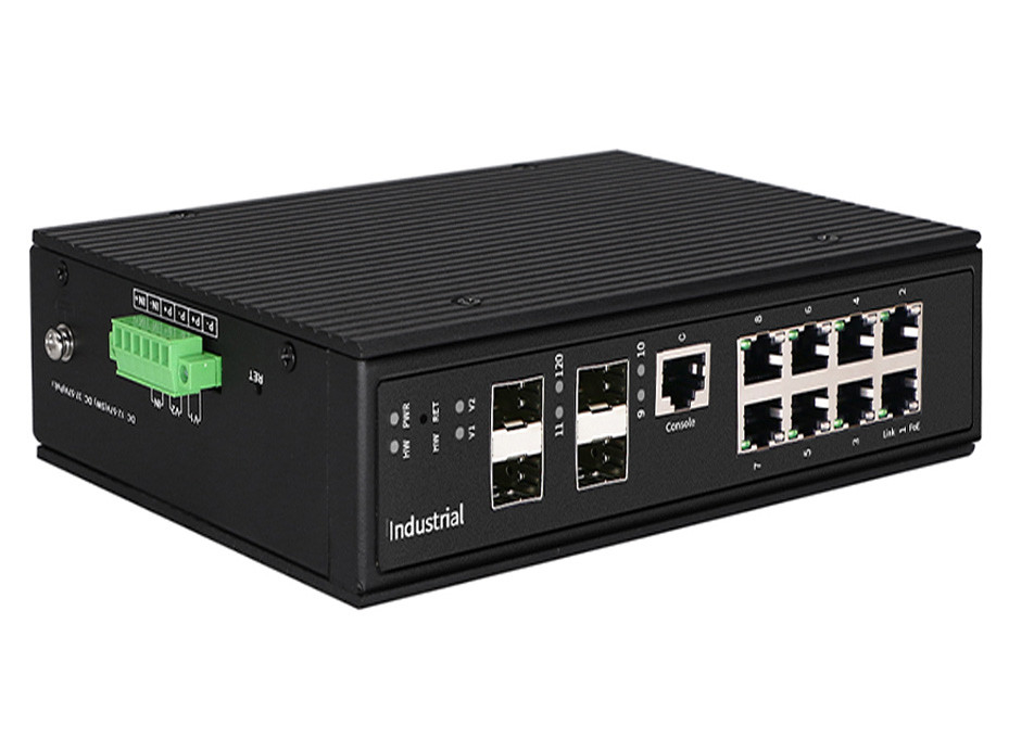 Yönetilen Endüstriyel POE Anahtarı 8GE POE Ethernet Bağlantı Noktaları + 4 GIGA SFP Bağlantı Noktaları