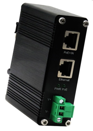 DIN-Rail Industrial 802.3at Gigabit PoE Splitter Çıkış Voltajı 12VDC
