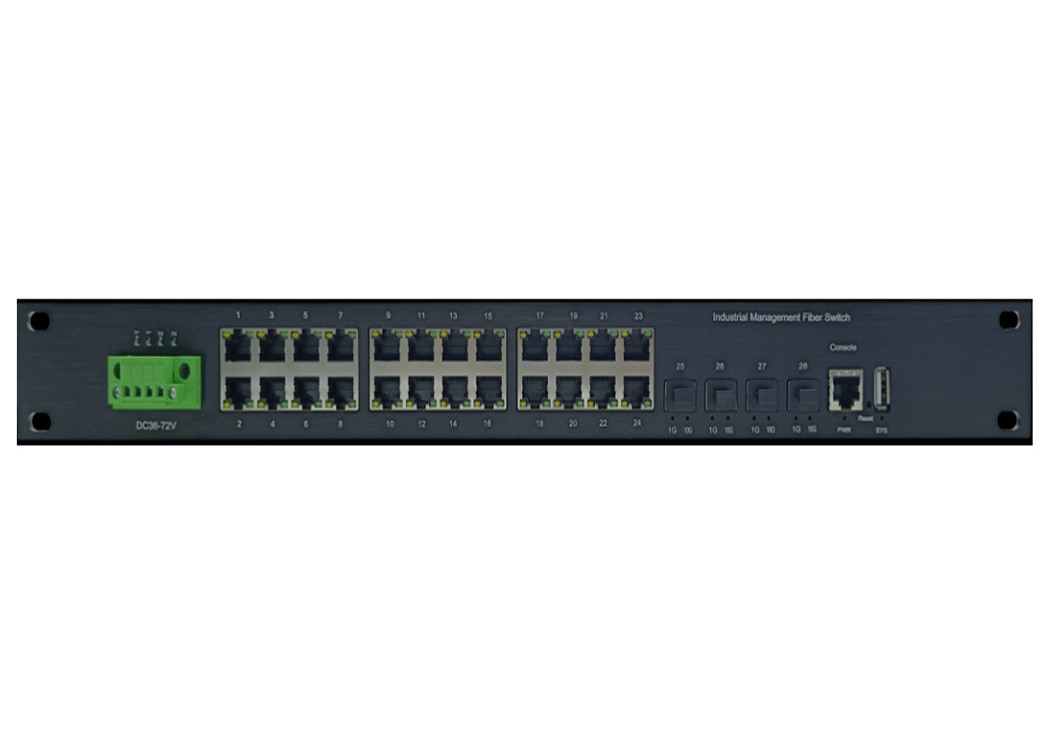 Yönetilen Endüstriyel Ethernet Değiştiricisi 24 10/100/1000Base-T (((X) Port ve 4 10G SFP+ Port ile