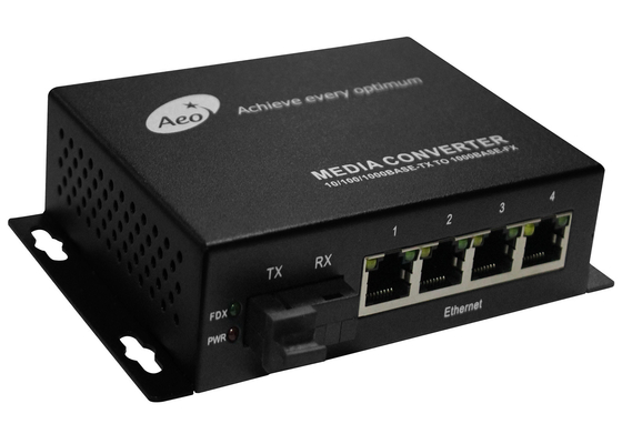 1 Fiber ve 4 POE Bağlantı Noktalı 1310/1550nm Ticari Ethernet Medya Dönüştürücü