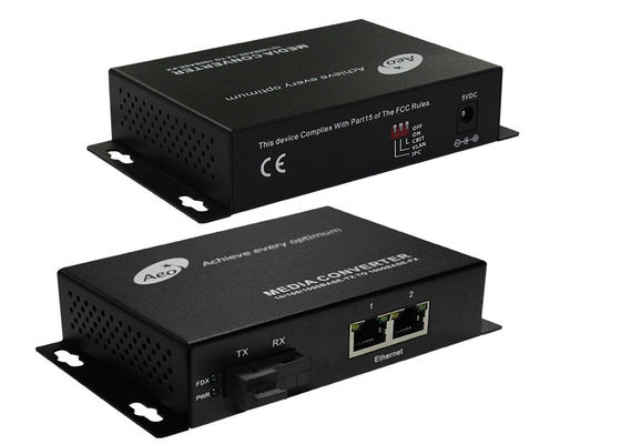 İki Ethernet Bağlantı Noktası Ticari Ortam Dönüştürücü, Fiber Optik Ortam Dönüştürücü Tek Mod