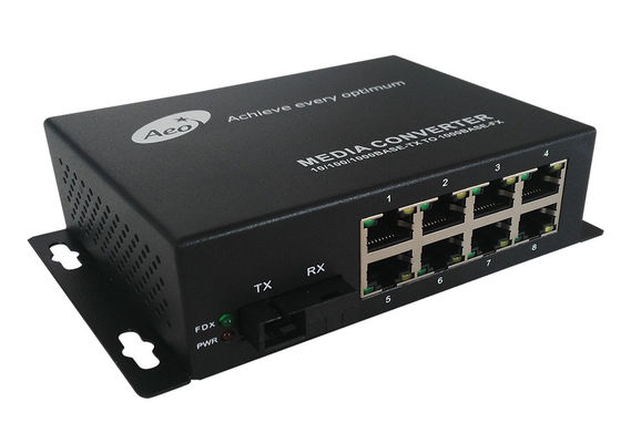 8 Bağlantı Noktalı 80km Gigabit Ethernet Fiber Ortam Dönüştürücü